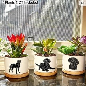 NWT Plant potting set w black lab puppies. (Plants are NOT included)